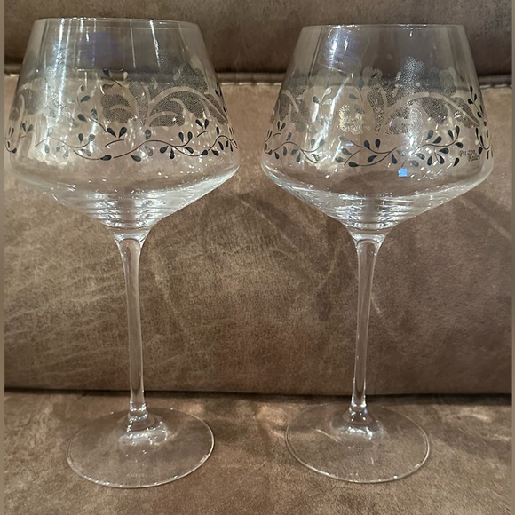 Preston Bailey Italian Crystal Angled Wine Glasses